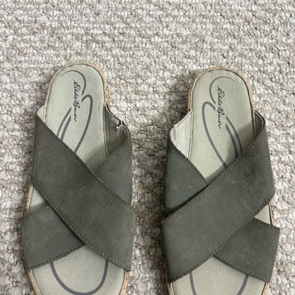 Eddie Bauer leather Sandals criss cross cork size 6.5 - Picture 3 of 8